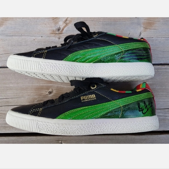 PUMA x Cameroon Eto AFRICAN CUP Football Sneakers BLACK/ POWER GREEN US 5.5 - Picture 5 of 12
